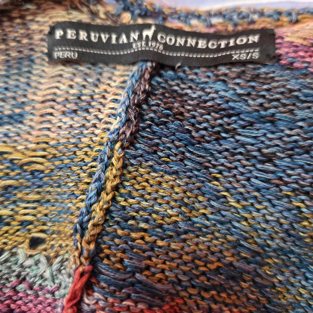 Peruvian Connection Multicolor Patterned Open Car… - image 3